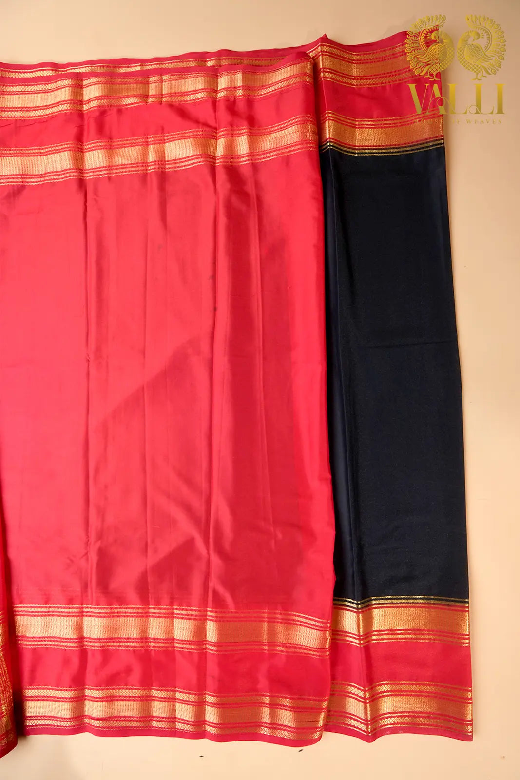 Black & Red Semi-Crepe Saree with Bentex Border