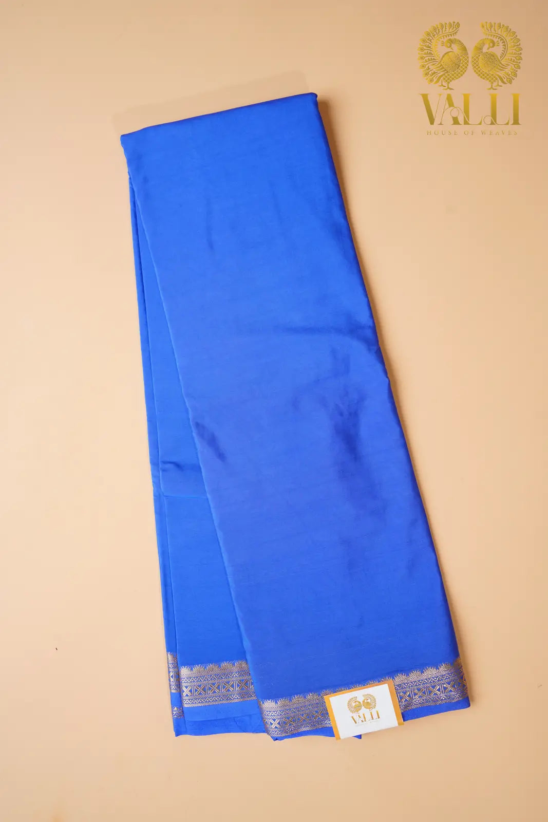 Royal Blue Semi-Crepe Saree with Delicate Half-Inch Border