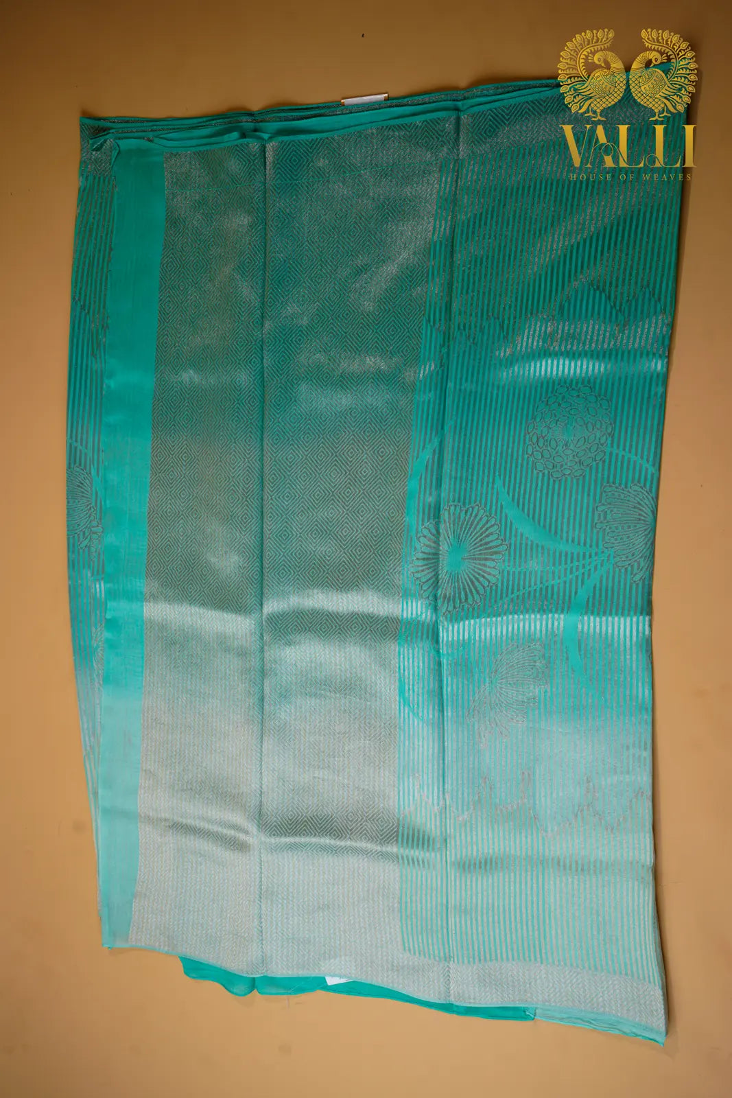 Banarasi crepe silver Zari turquoise blue