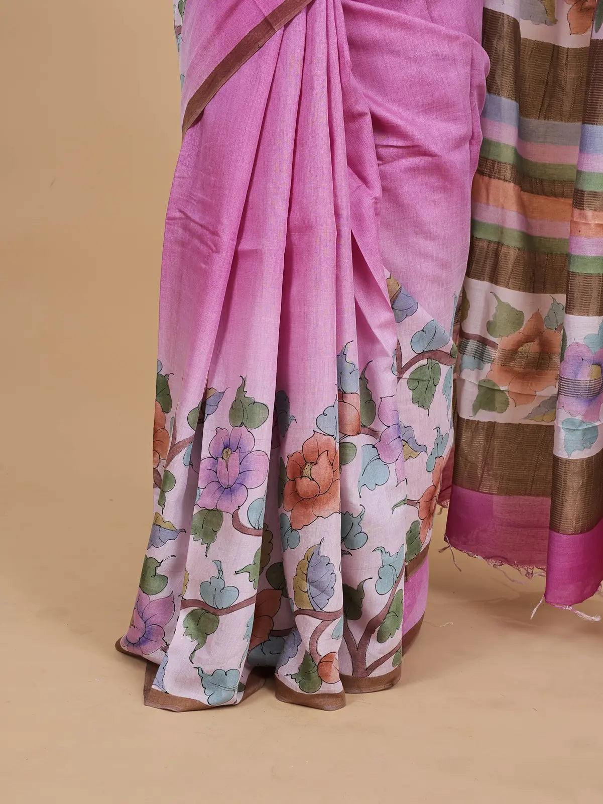 Pure Hand-Painted Tussar Silk Saree