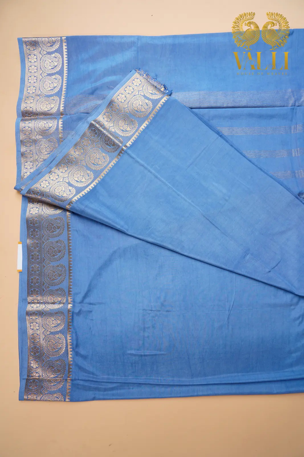 Grey-Toned Mango Border Semi-Crepe Silk Saree