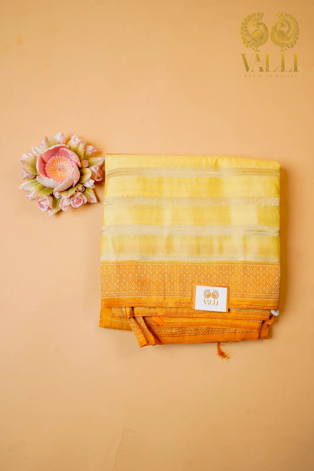 Semi Crepe Silk Saree – Mustard & Haldi Half-and-Half