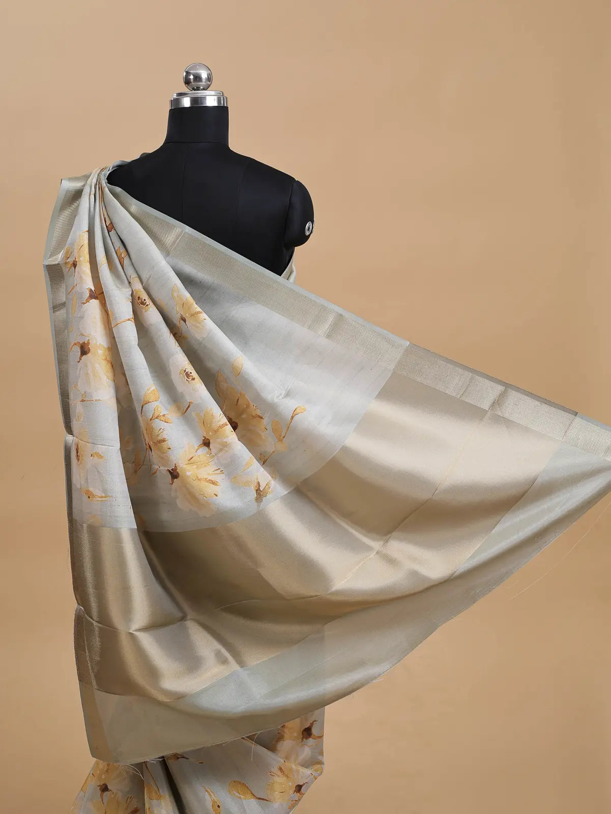 TUSSAR TISSUE SAREE - MINT GREEN