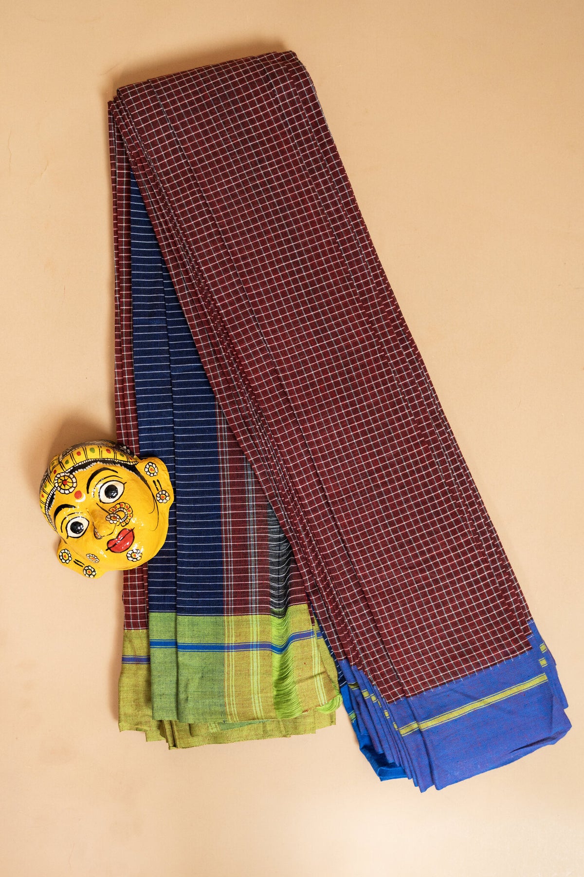 Pure Handloom Patteda Anchu Cotton Saree – Maroon