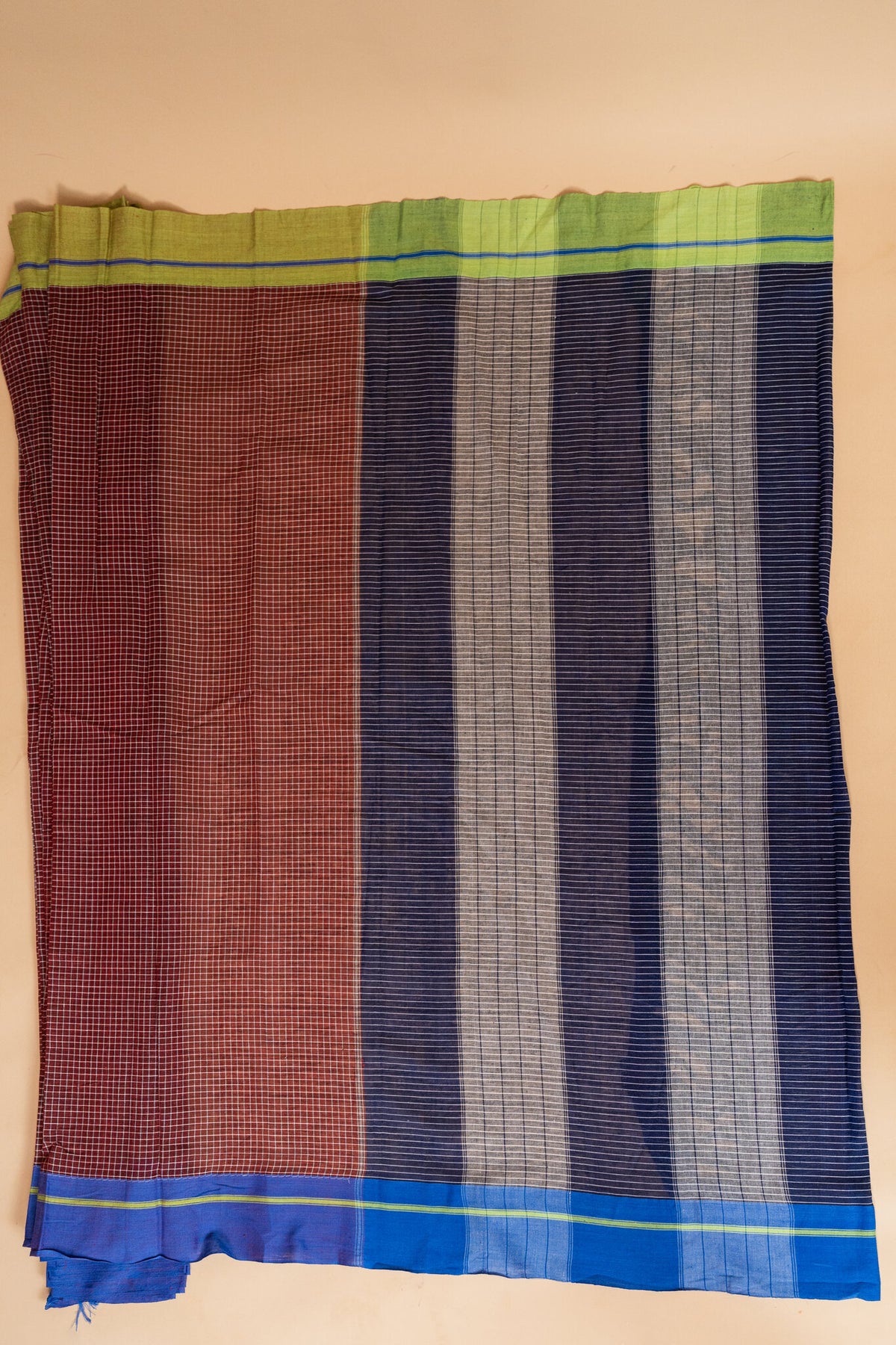 Pure Handloom Patteda Anchu Cotton Saree – Maroon