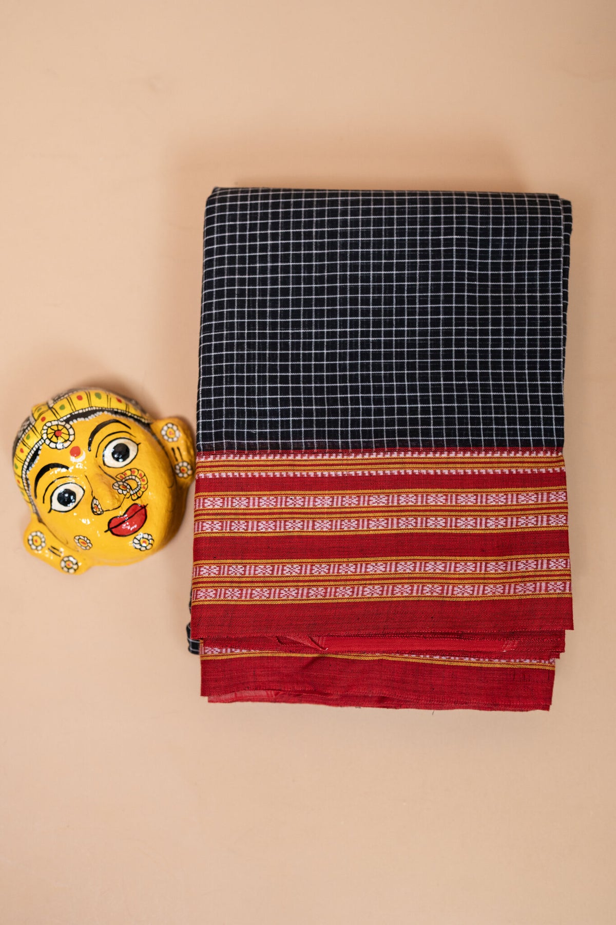 Patteda Anchu Saree – Black with Ghomi Dhada Border