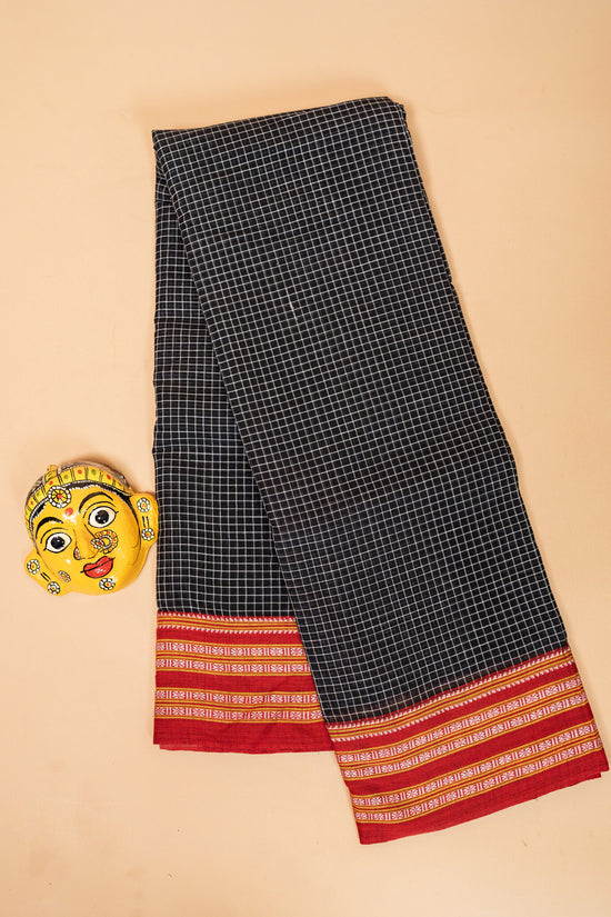 Patteda Anchu Saree – Black with Ghomi Dhada Border