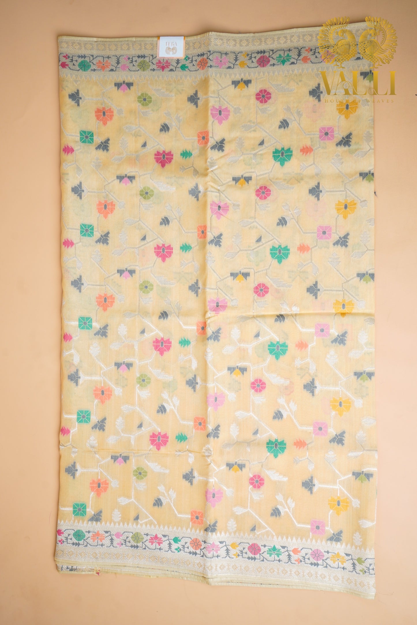 Cream Tussar Georgette Saree with Jamdani Weave