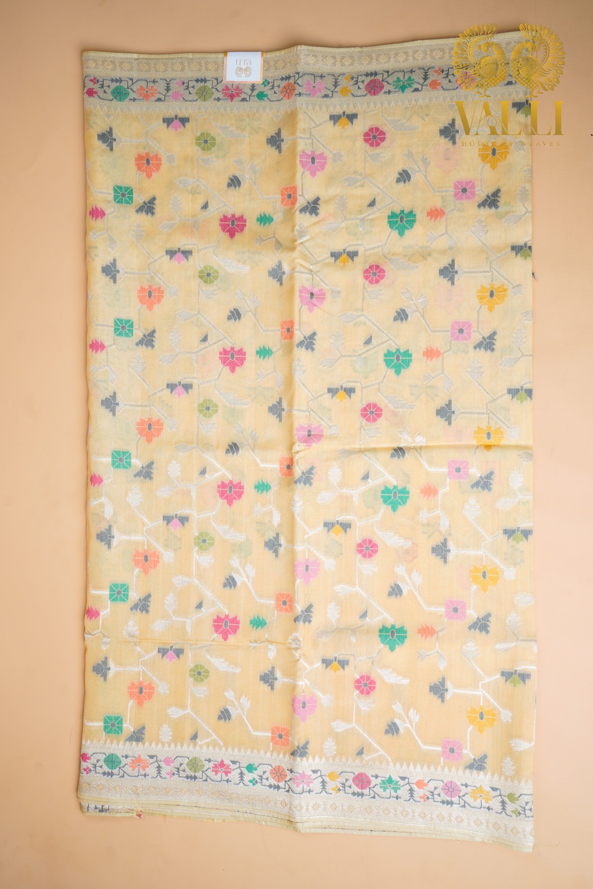 Cream Tussar Georgette Saree with Jamdani Weave