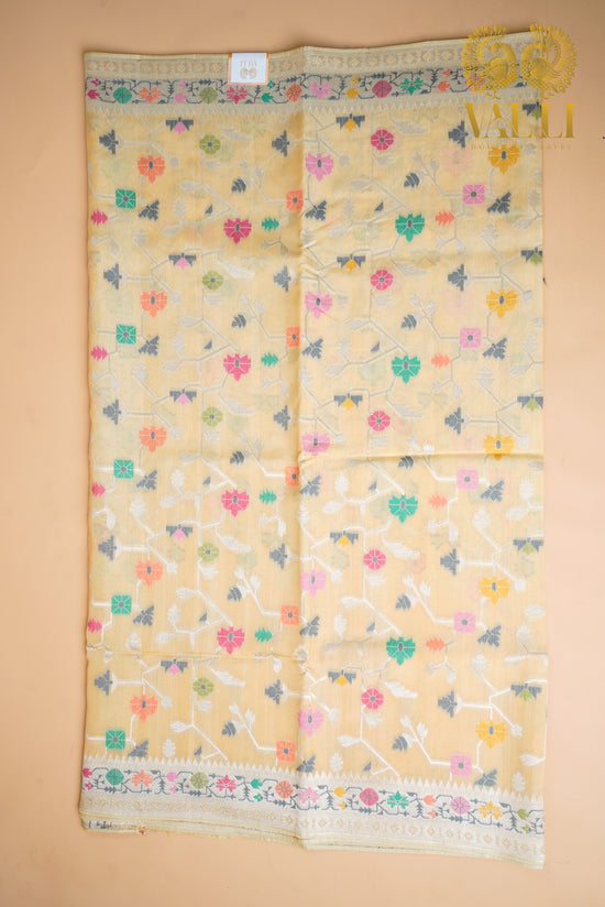 Cream Tussar Georgette Saree with Jamdani Weave