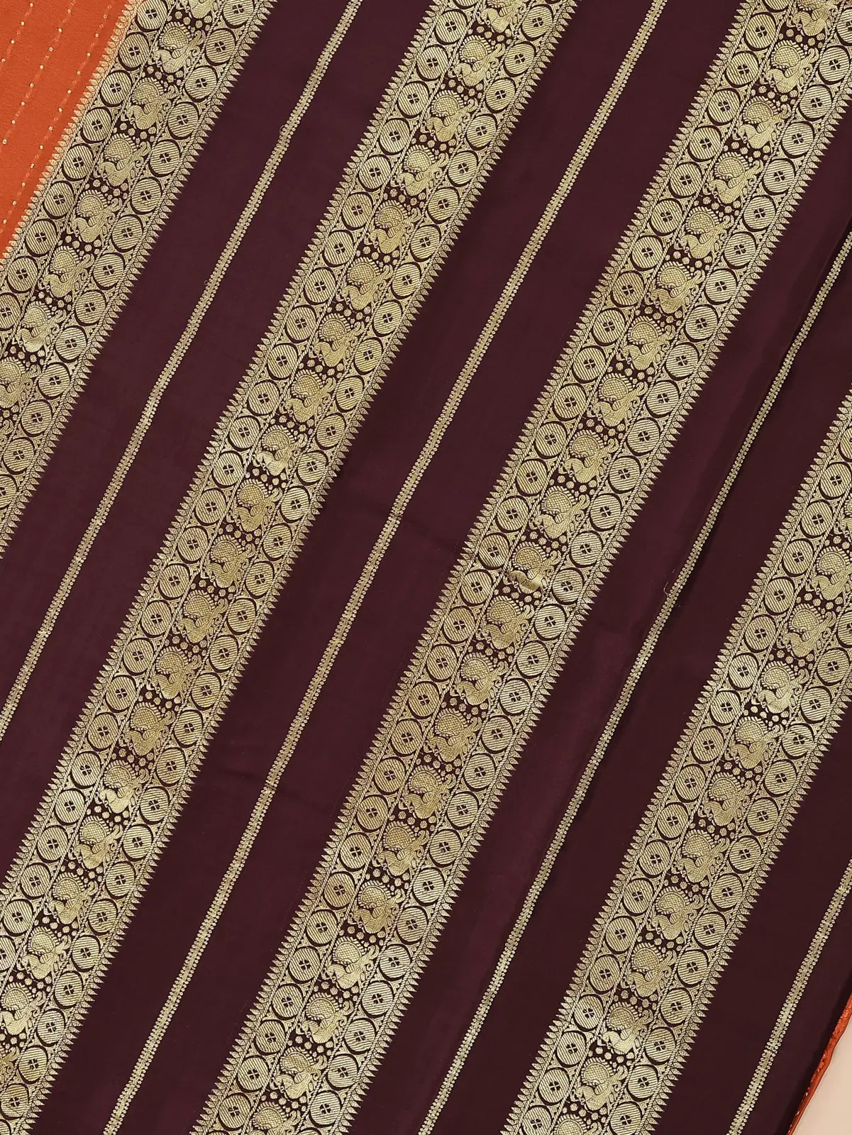 Annam Pure Crepe Silk Saree – Rust Orange