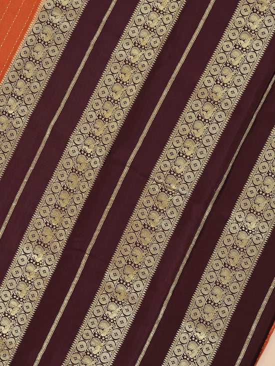 Annam Pure Crepe Silk Saree – Rust Orange