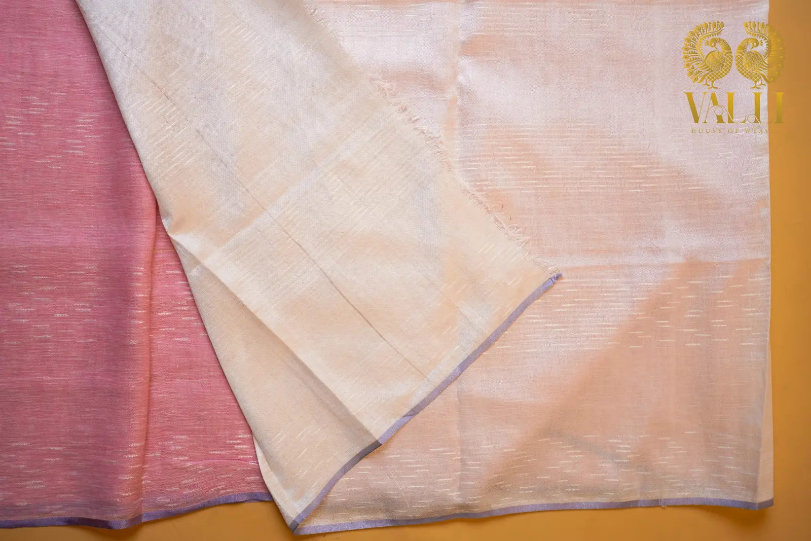Baby Pink Linen Saree with White Linen Blouse