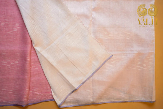 Baby Pink Linen Saree with White Linen Blouse