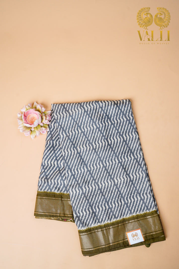 Ikkat Pattern Semi Silk Viscose Saree with Patola Border
