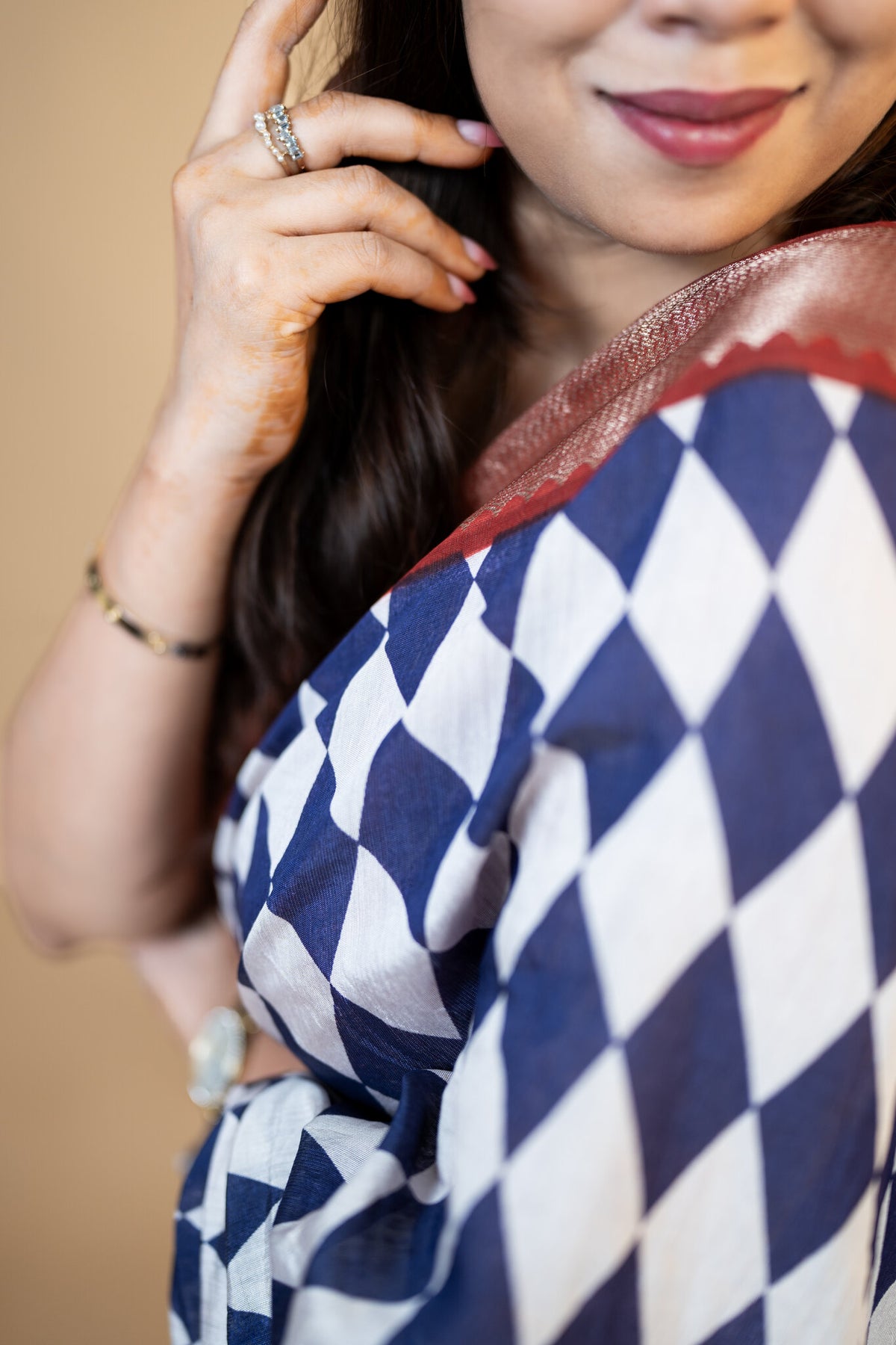 Diamond Pattern Cotton Saree