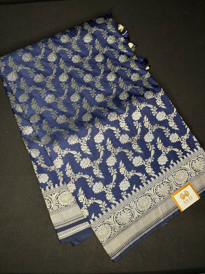 Banarasi katan jaal dark blue 