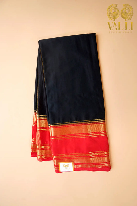 Black  & Red Semi-Crepe Saree with Bentex Border