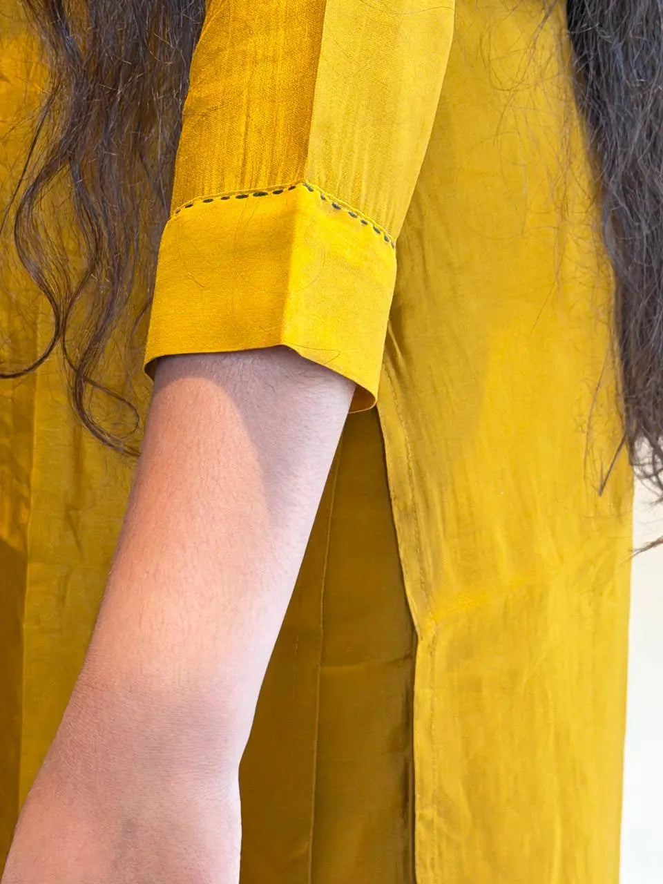 Mustard Yellow cotton with ajrakh dupatta 3 piece Suit