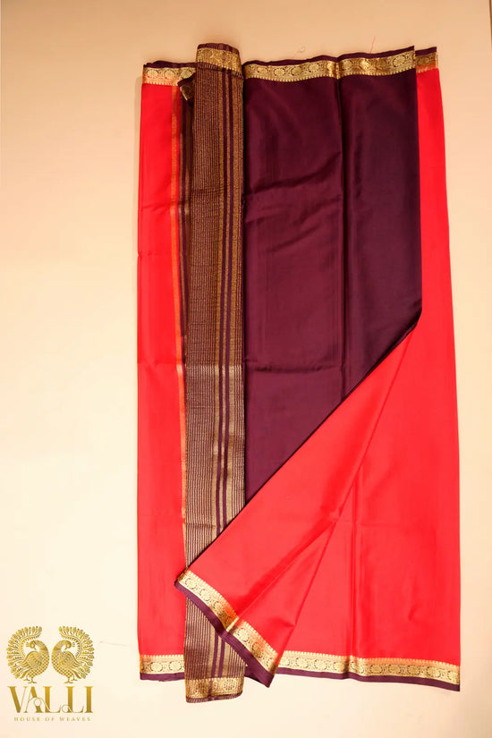 Orange Semi-Crepe Saree with Snuff Border & Pallu