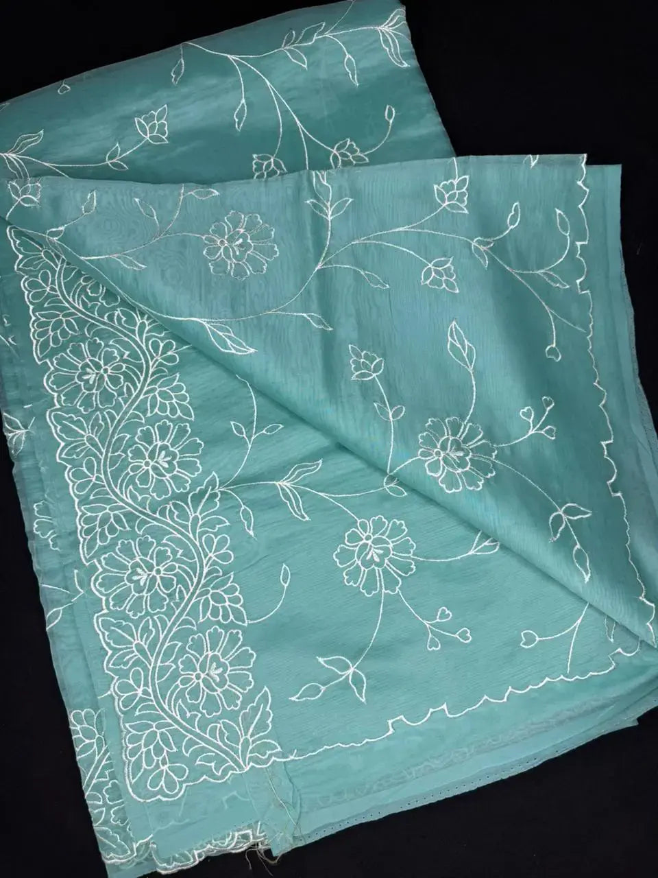 Rama Blue Organza Saree