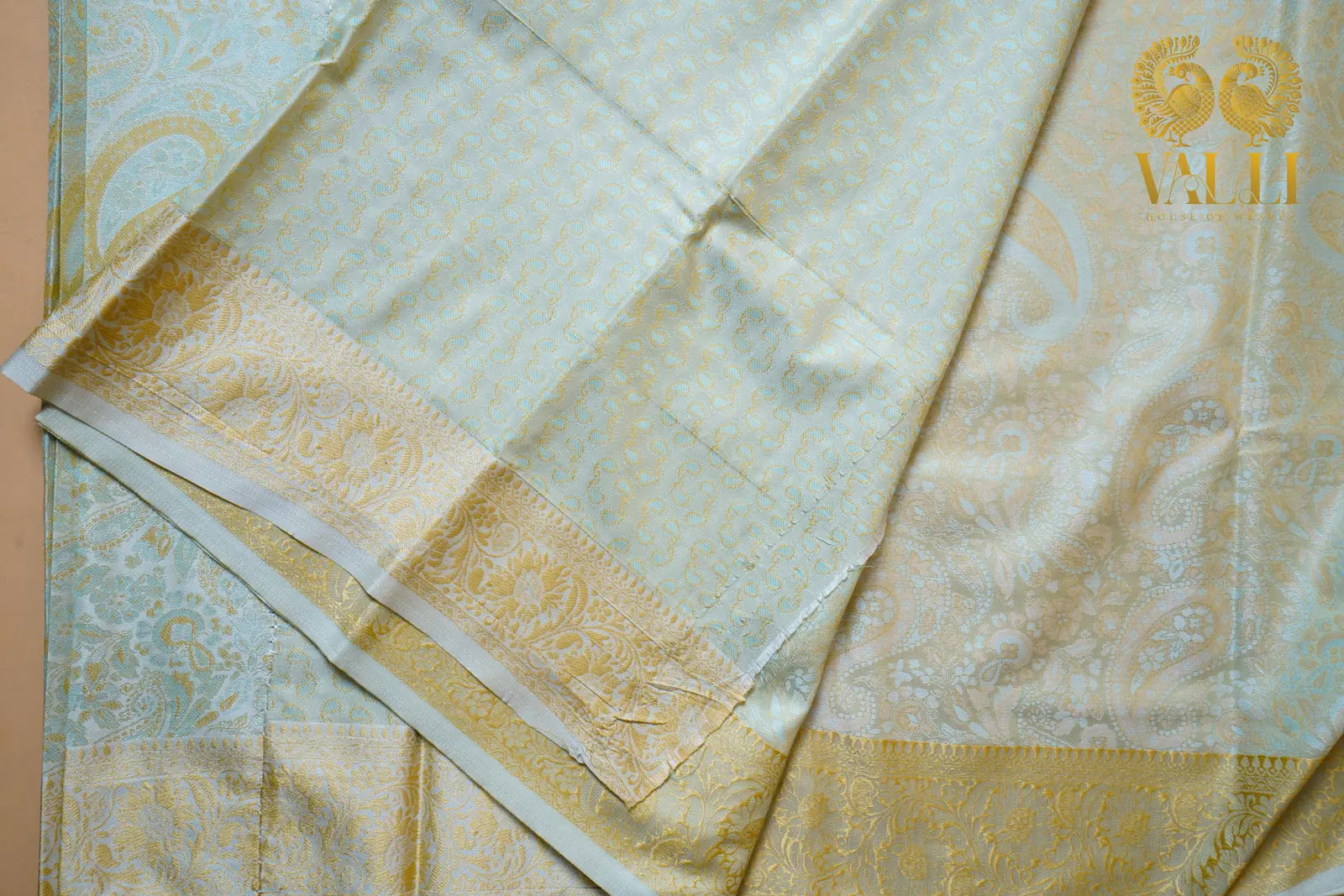 Pastel Green Pashmina Semi-Silk Saree with Kani Thread Weave