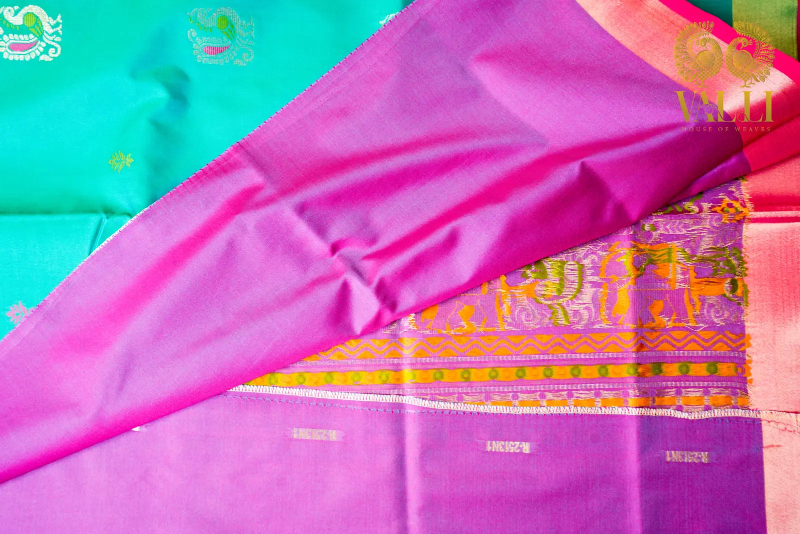 Peacock  motif soft silk Teal green Semi Silk Saree with Rich Jacquard Pallu