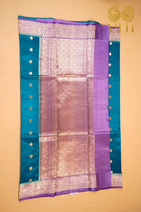 Turquoise Banarasi Silk Sarees With Blouse Piece