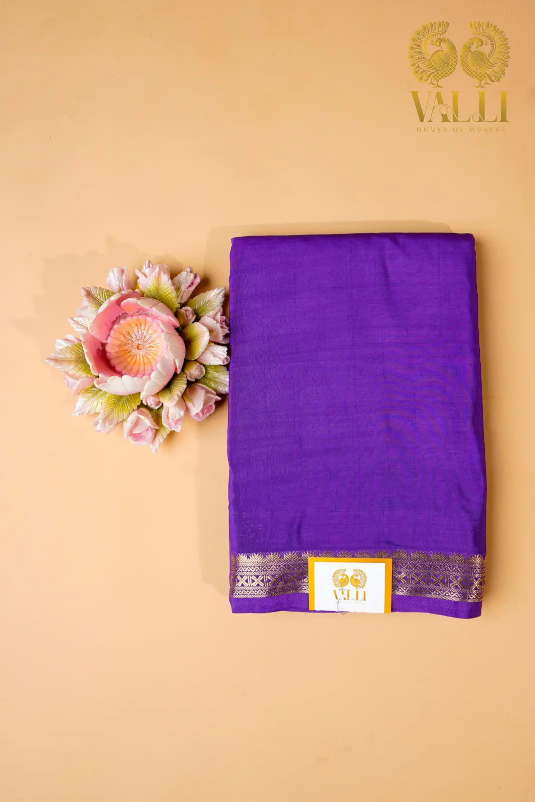 Dark Purple Semi Crepe Silk Saree with half Border