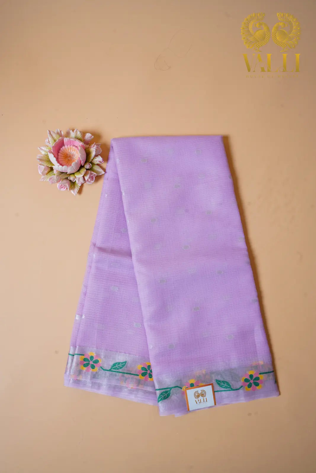 Lilac Kota Saree with Floral Border 