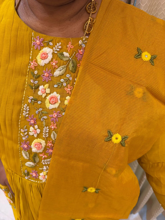 Mustard salwar set with pocket A line and straight cut pant
