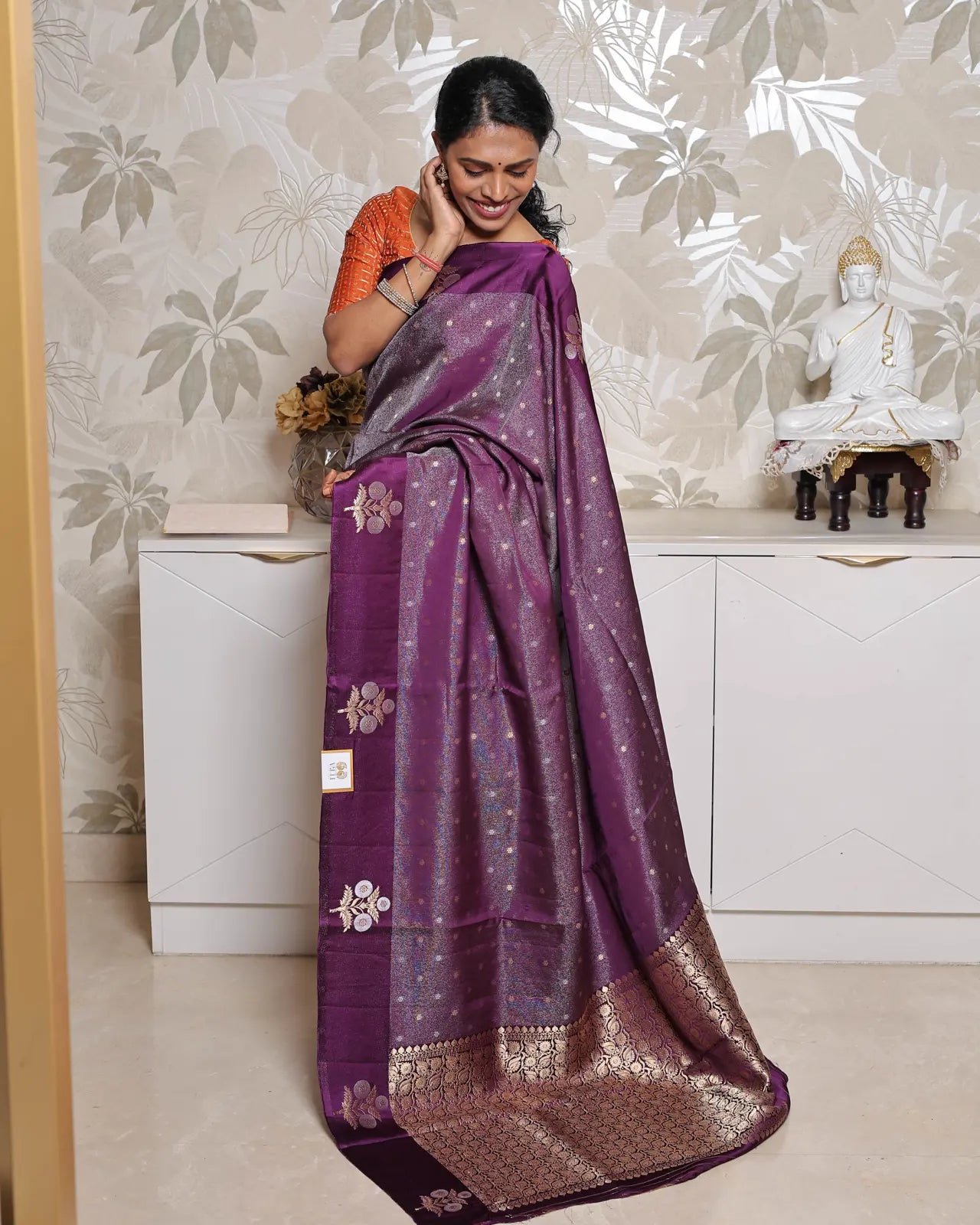 Banarasi Crepe Silk Saree – Royal Purple 