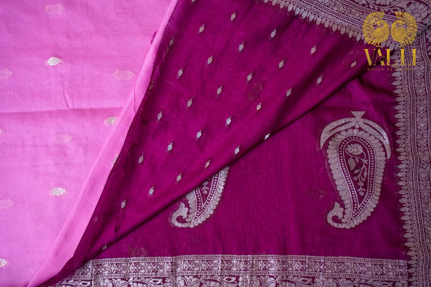 Pink Chiffon Saree with Elegant Silver Zari Borde
