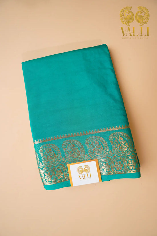 Sea Green Mango Border Semi-Crepe Silk Saree
