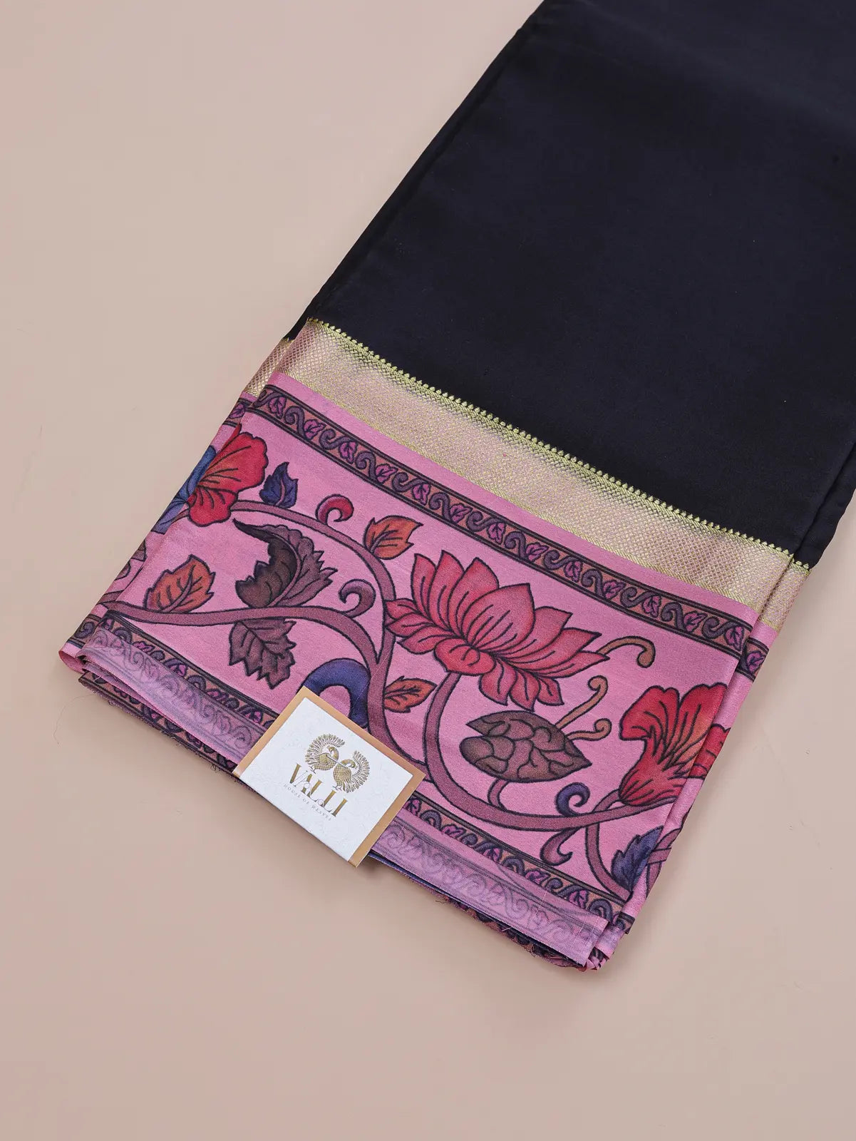 Pure Crepe Silk Saree with Kalamkari Border & Pallu