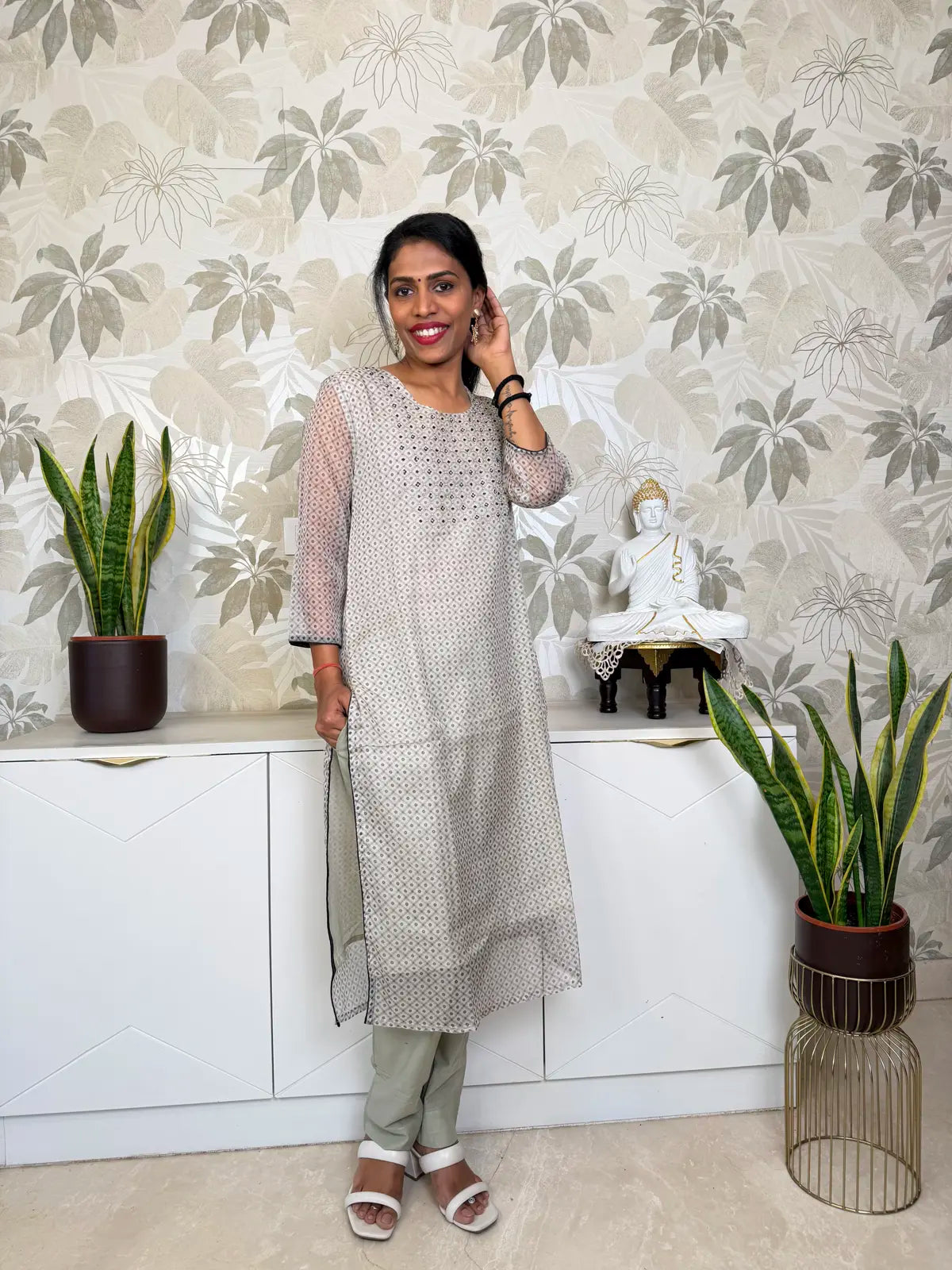 Beige Organza Salwar Set