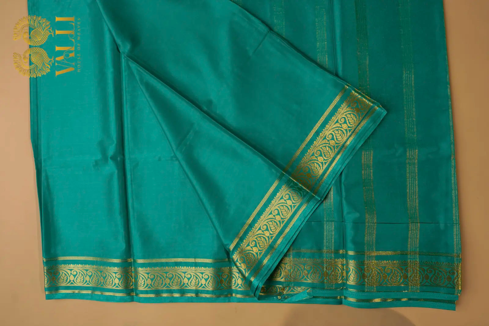 Emerald Green Crepe Silk Saree with Mango Zari Border