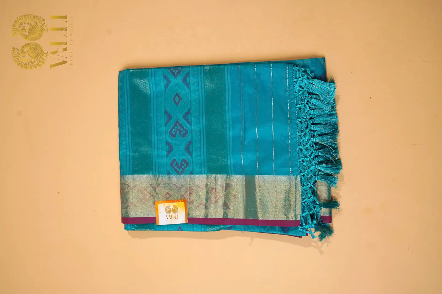Turquoise Blue Semi Patola Saree