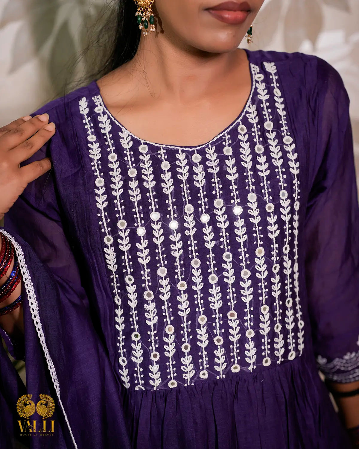 Purple rich mul mul salwar set A LINE pattern
