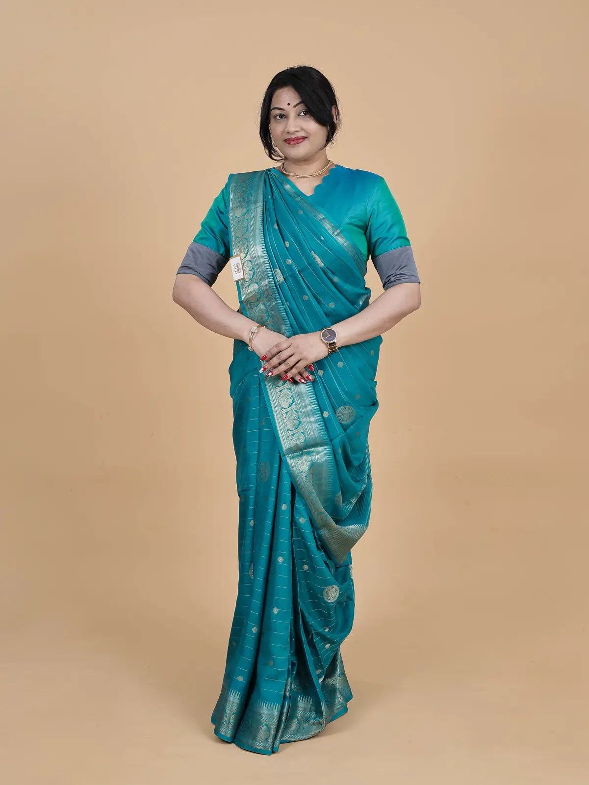 TRADITIONAL FANCY SAREE - TEAL BLUE