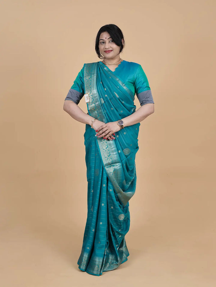 TRADITIONAL FANCY SAREE - TEAL BLUE