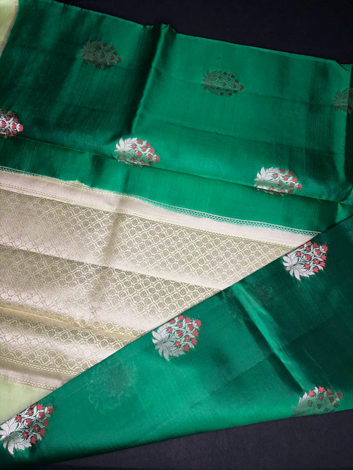 Green Raw mango silk saree