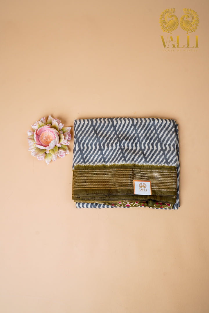 Ikkat Pattern Semi Silk Viscose Saree with Patola Border