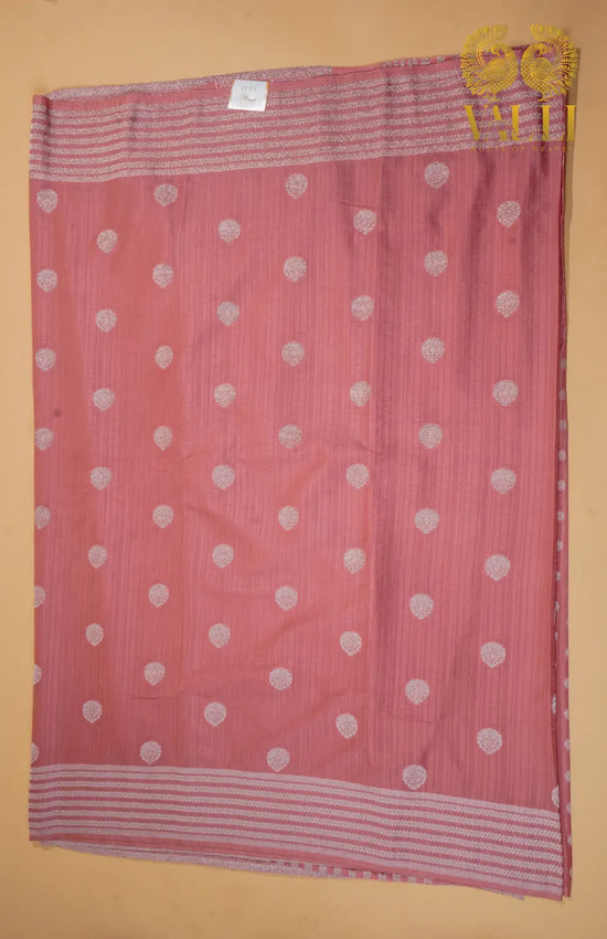 Pastel Pink Georgette Saree with Silver Zari Elegance