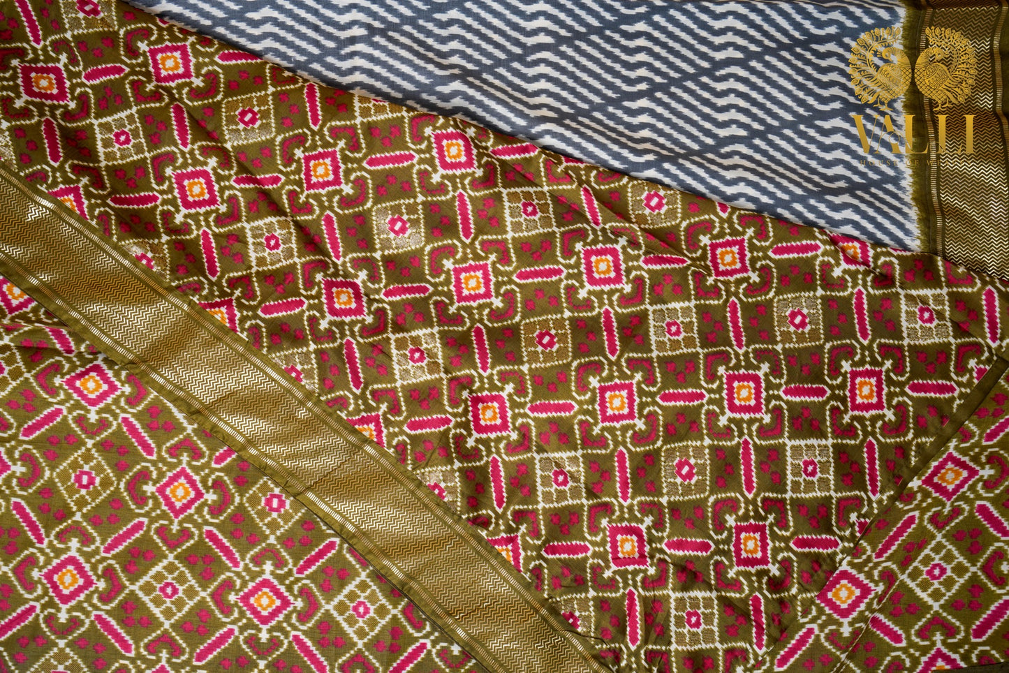 Ikkat Pattern Semi Silk Viscose Saree with Patola Border