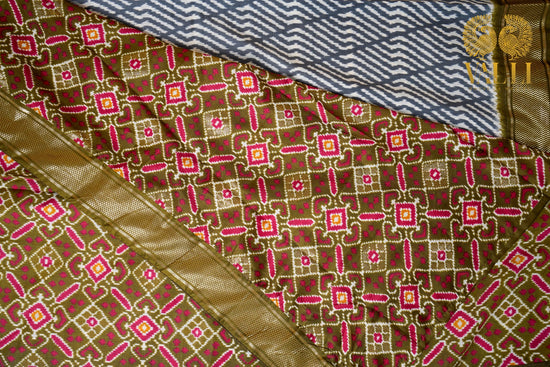 Ikkat Pattern Semi Silk Viscose Saree with Patola Border