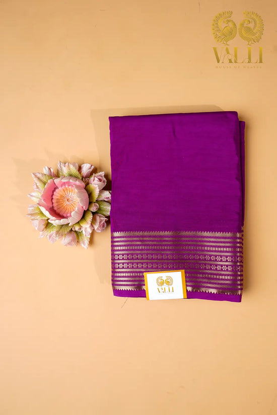 Magenta Purple Semi Crepe Silk Saree with potli Zari Border