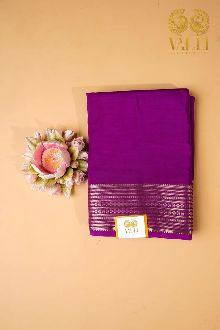 Magenta Purple Semi Crepe Silk Saree with potli Zari Border