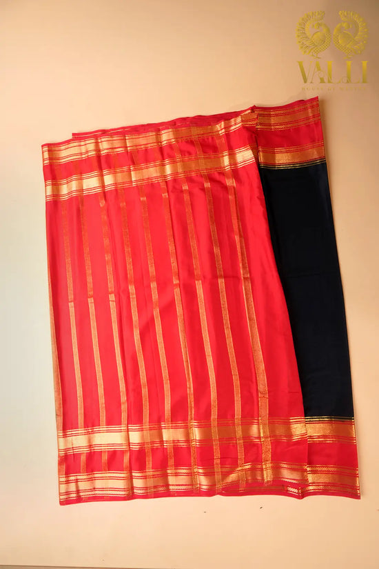 Black  & Red Semi-Crepe Saree with Bentex Border