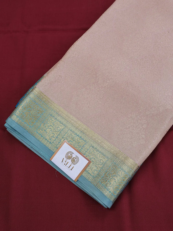 Brocade Mysore Silk Saree – Beige with Sea Green Contrast
